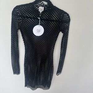 NWT Nasty Gal Desert Ray Net Mini dress vacation festival pool beach Black XS